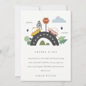 Niedliche städtische Autoautobahn-Kinderdusche Dankeskarte (Vorderseite)