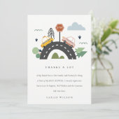 Niedliche städtische Autoautobahn-Kinderdusche Dankeskarte (Stehend Vorderseite)