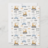 Niedliche städtische Baukrane Kinderdusche Dankeskarte (Rückseite)