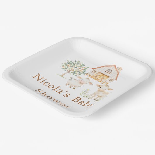 Niedliche Stalldusche Pappteller (Gewinkelt)