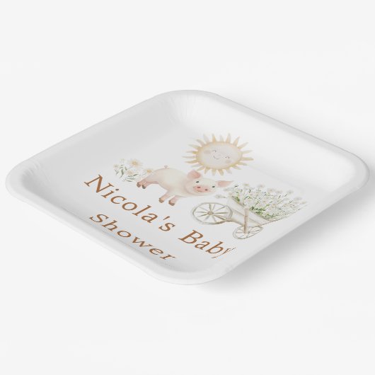 Niedliche Stalldusche Pappteller (Gewinkelt)