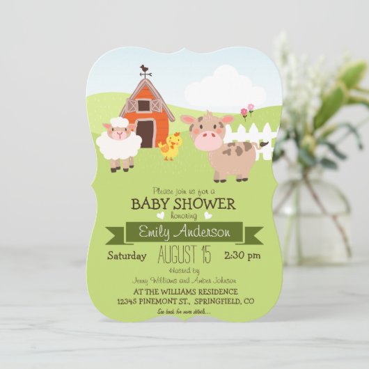 Niedliche Stalltiere und Landtiere Bauer Thema Kin Einladung (Stehend Vorderseite)