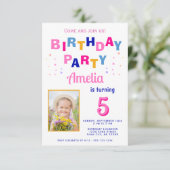 Niedliche Star Girl Foto Geburtstag Einladung (Stehend Vorderseite)