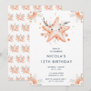 Niedliche Starfish Geburtstagsparty Einladung