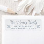 Niedliche Starfish Stripes Dusty Blue Rücksendeadr (Insitu)