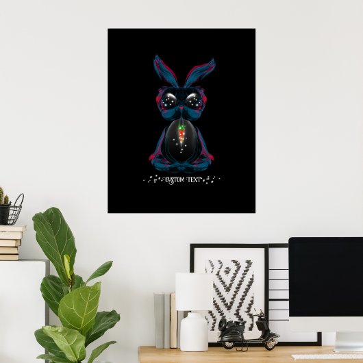 Niedliche Starlight Eyes Bunny in Yoga Pose Medita Poster (Heimbüro)