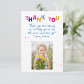 Niedliche Stars Girl. Foto Geburtstag Dankeskarte (Stehend Vorderseite)