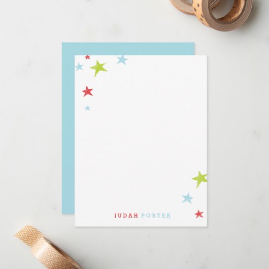 Niedliche Stars Kinder Mitteilungskarte (Vorderseite/Rückseite Beispiel)