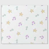 niedliche Stars und Musikstücke Geschenkpapier (Flach)