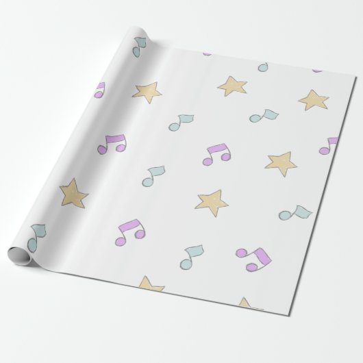niedliche Stars und Musikstücke Geschenkpapier (Ungerollt)