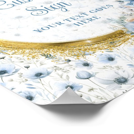 Niedliche staubblaue Aquarellfarben-Blume Poster (Ecke)