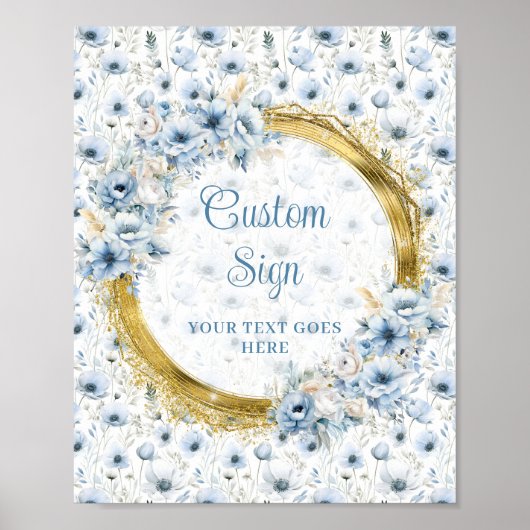 Niedliche staubblaue Aquarellfarben-Blume Poster (Vorne)