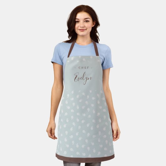 Niedliche staubige blaue Beere personalisierte Koc Schürze (Getragen)