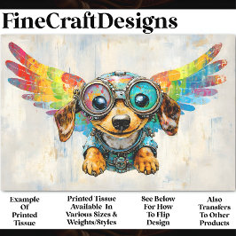 Niedliche Steampunk-Dackel mit Wings AV8-Decoupage Seidenpapier