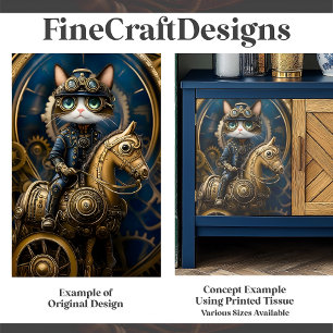 Niedliche Steampunk-Katze auf G3R-Decoupage Seidenpapier