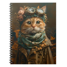 Niedliche Steampunk-Katze Whimsical Kleidung A5 Jo Notizblock