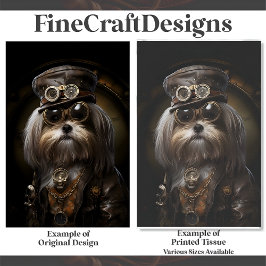 Niedliche Steampunk Shih Tzu Dog-Malerei D4L Decou Seidenpapier