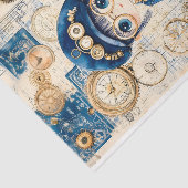 Niedliche Steampunk-Wasserfarbenpuppe, blaues BH8- Seidenpapier (Ausschnitt)