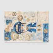 Niedliche Steampunk-Wasserfarbenpuppe, blaues BH8- Seidenpapier (Vorderseite)