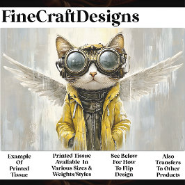 Niedliche Steampunkatze mit Flügeln, Regen AX8 Dec Seidenpapier