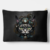 Niedliche Steampunkkatze mit Uhren und Gängen. Zubehörtasche (Rückseite)