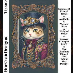 Niedliche Steampunkkatze, Top Hat, Frame DG4L Deco Seidenpapier