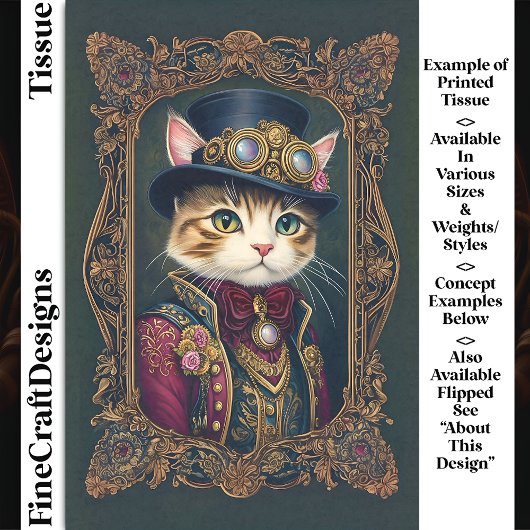 Niedliche Steampunkkatze, Top Hat, Frame DG4R Deco Seidenpapier