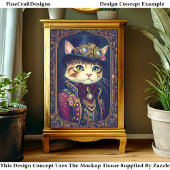 Niedliche Steampunkkatze, Top Hat, Frame DG4RF Dec Seidenpapier