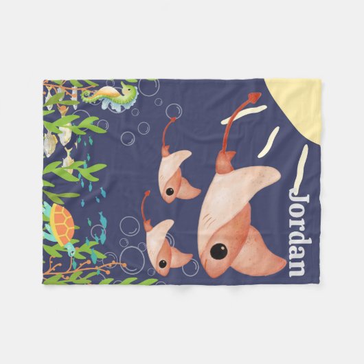 Niedliche Stechrochen in einer Tiefsee, Fleecedecke (Vorderseite (Horizontal))