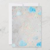 Niedliche Sterne & Clouds Holographic Opal Baby Du Einladung (Rückseite)