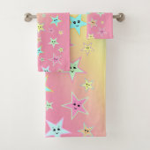 Niedliche Sterne mit Pastellfarben Badhandtuch Set (Insitu)