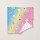 Niedliche Sterne mit Pastellfarben Badhandtuch Set (Waschlappen)