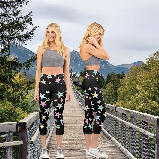 Niedliche Sterne mit Pastellfarben Capri Leggings