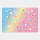 Niedliche Sterne mit Pastellfarben Geschenkpapier Set (Vorderseite 3)