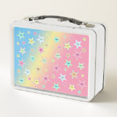 Niedliche Sterne mit Pastellfarben Metall Brotdose (Rückseite)