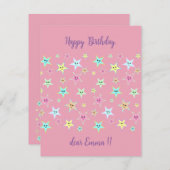 Niedliche Sterne mit Pastellfarben Mitteilungskarte (Vorne/Hinten)