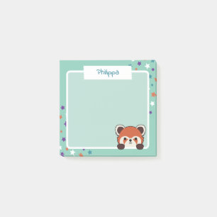 Niedliche Sterne & Peekabo Roter Panda Name hinzuf Post-it Klebezettel