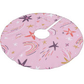 Niedliche Sterne Rainbows rosa Muster Polyester Weihnachtsbaumdecke (Schrägansicht)