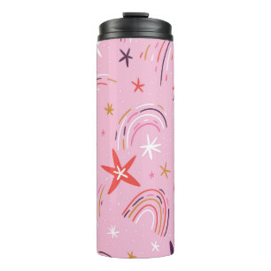 Niedliche Sterne Rainbows rosa Muster Thermosbecher