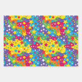 Niedliche Sterne Regenbogen Kinder Party gekachelt Geschenkpapier Set (Vorderseite 2)