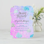 Niedliche Sterne & Wolkendusche Einladung (Stehend Vorderseite)