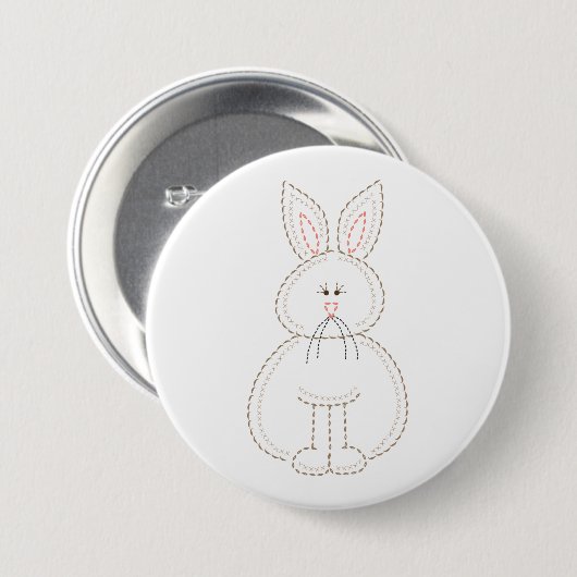 Niedliche Stickerei Bunny Rabbit Button (Vorne & Hinten)
