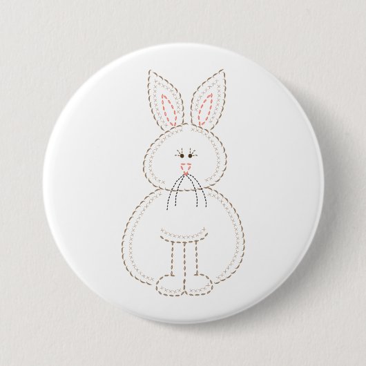 Niedliche Stickerei Bunny Rabbit Button (Vorderseite)