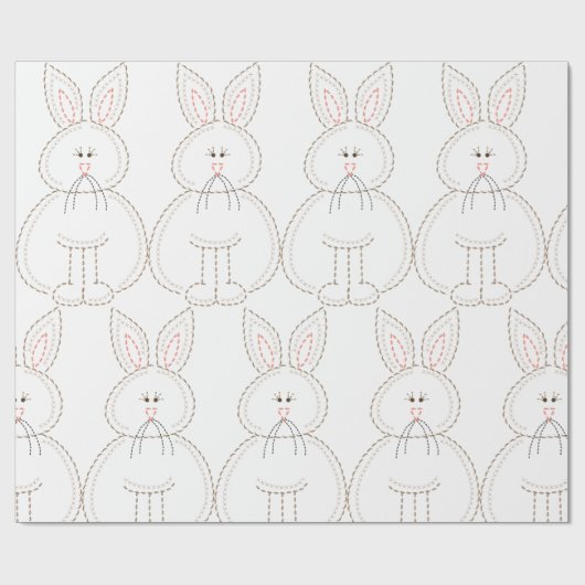 Niedliche Stickerei Bunny Rabbit Geschenkpapier (Flach)