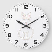 Niedliche Stickerei Bunny Rabbit Große Wanduhr (Vorderseite)