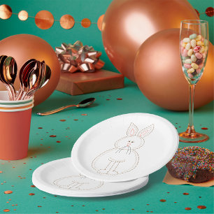 Niedliche Stickerei Bunny Rabbit Pappteller