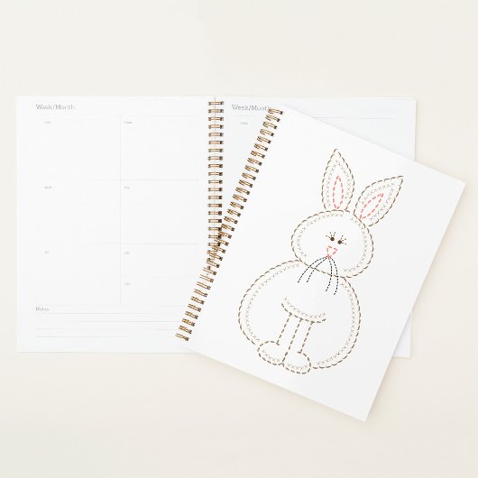 Niedliche Stickerei Bunny Rabbit Planer