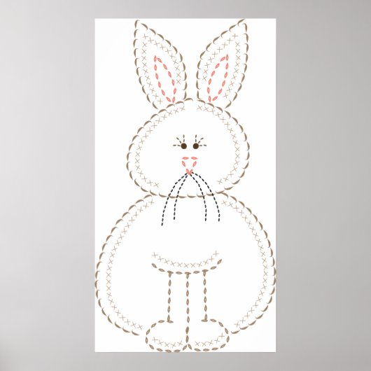 Niedliche Stickerei Bunny Rabbit Poster (Vorne)