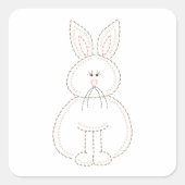 Niedliche Stickerei Bunny Rabbit Quadratischer Aufkleber (Vorderseite)