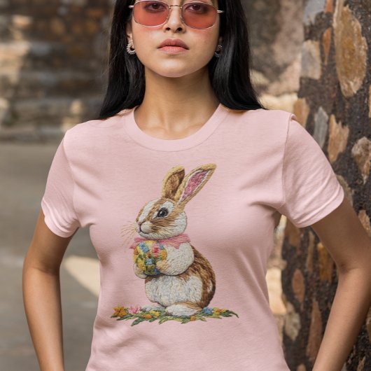 Niedliche Stickerei Ostersonne T-Shirt